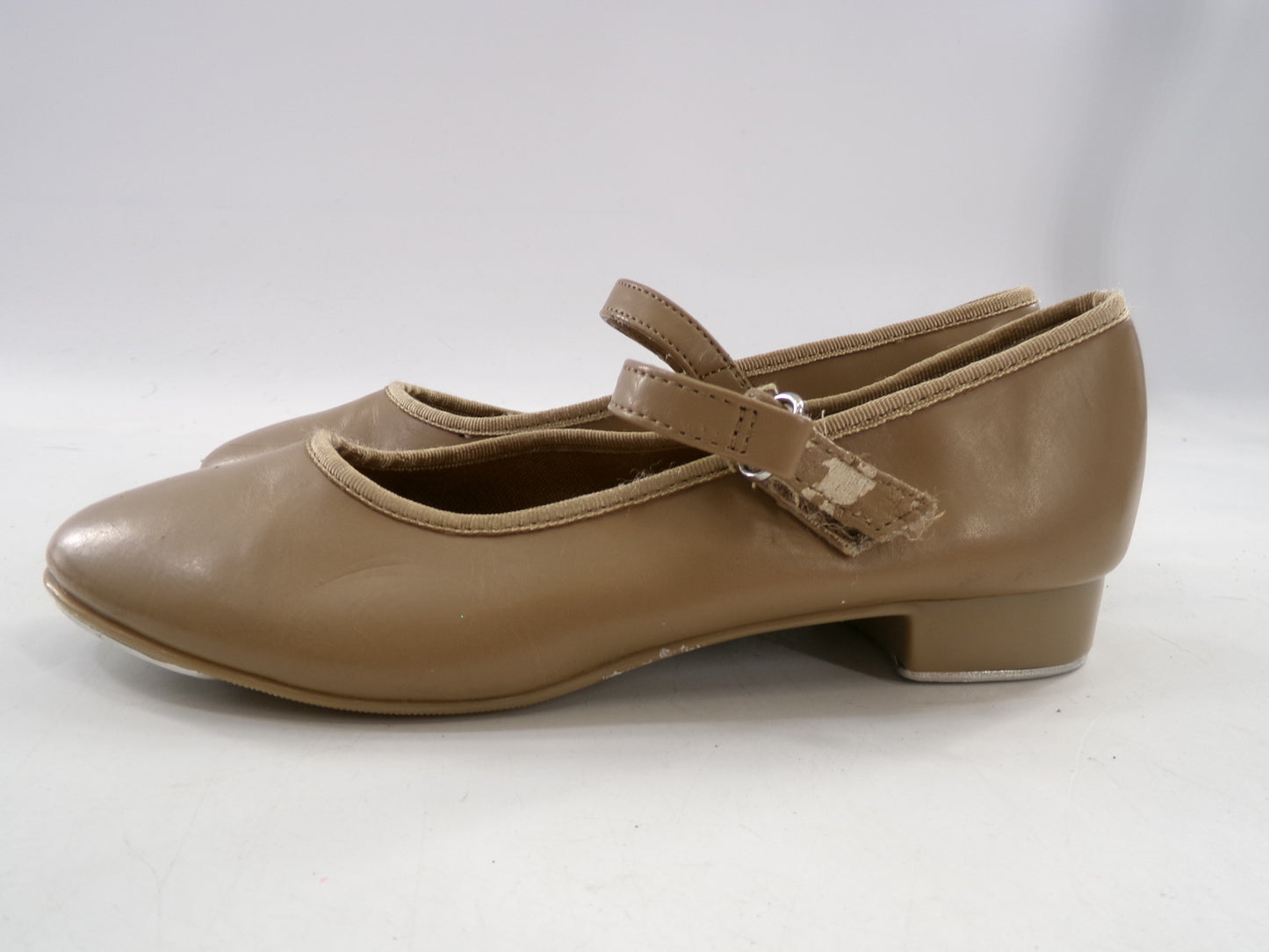 Pre-Owned Tan Tap Shoes ABT Youth 13 Mary Jane Patent Leather Loop Strap No Buckle Student