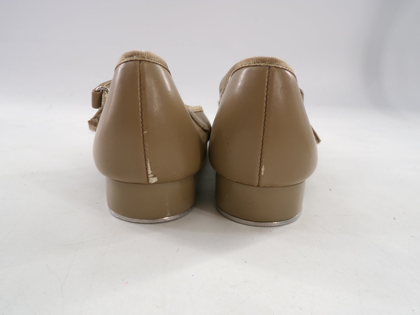 Pre-Owned Tan Tap Shoes ABT Youth 13 Mary Jane Patent Leather Loop Strap No Buckle Student
