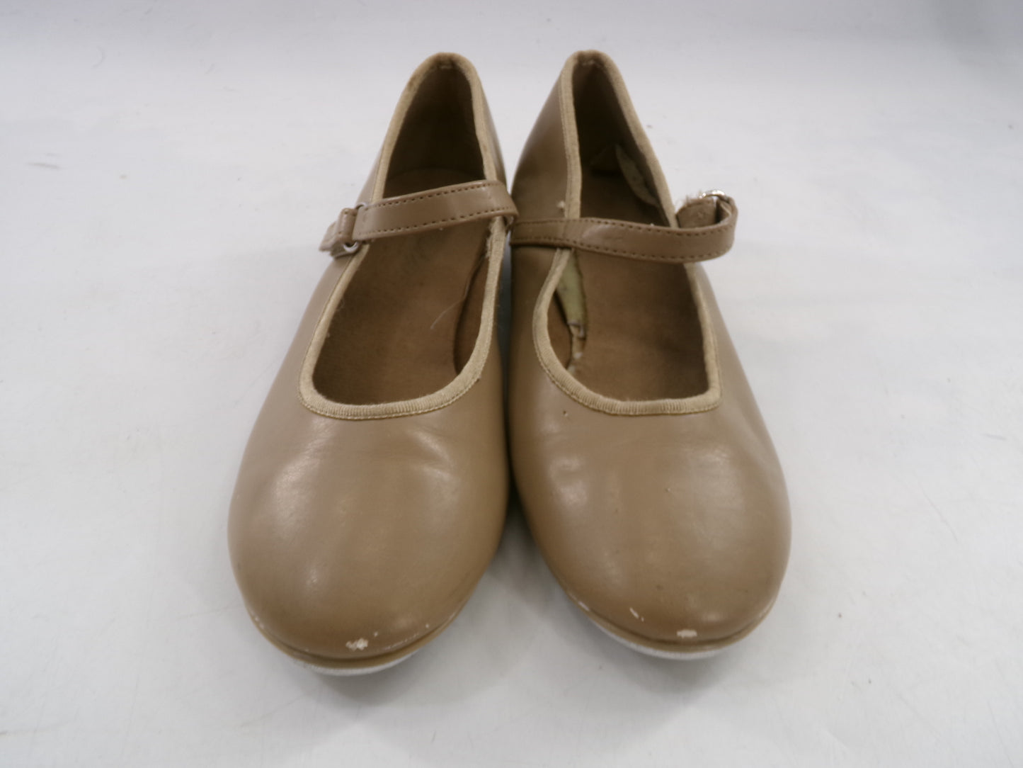 Pre-Owned Tan Tap Shoes ABT Youth 13 Mary Jane Patent Leather Loop Strap No Buckle Student