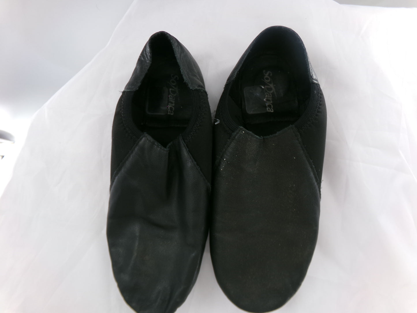 Pre-Owned Jazz Shoes DanzNMotion Black Adult 7M Stretch Leather Pull On Split Sole