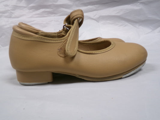 Pre-Owned Dance Tap Shoes Stelle Kids 12M Mary Jane easy Strap Tan