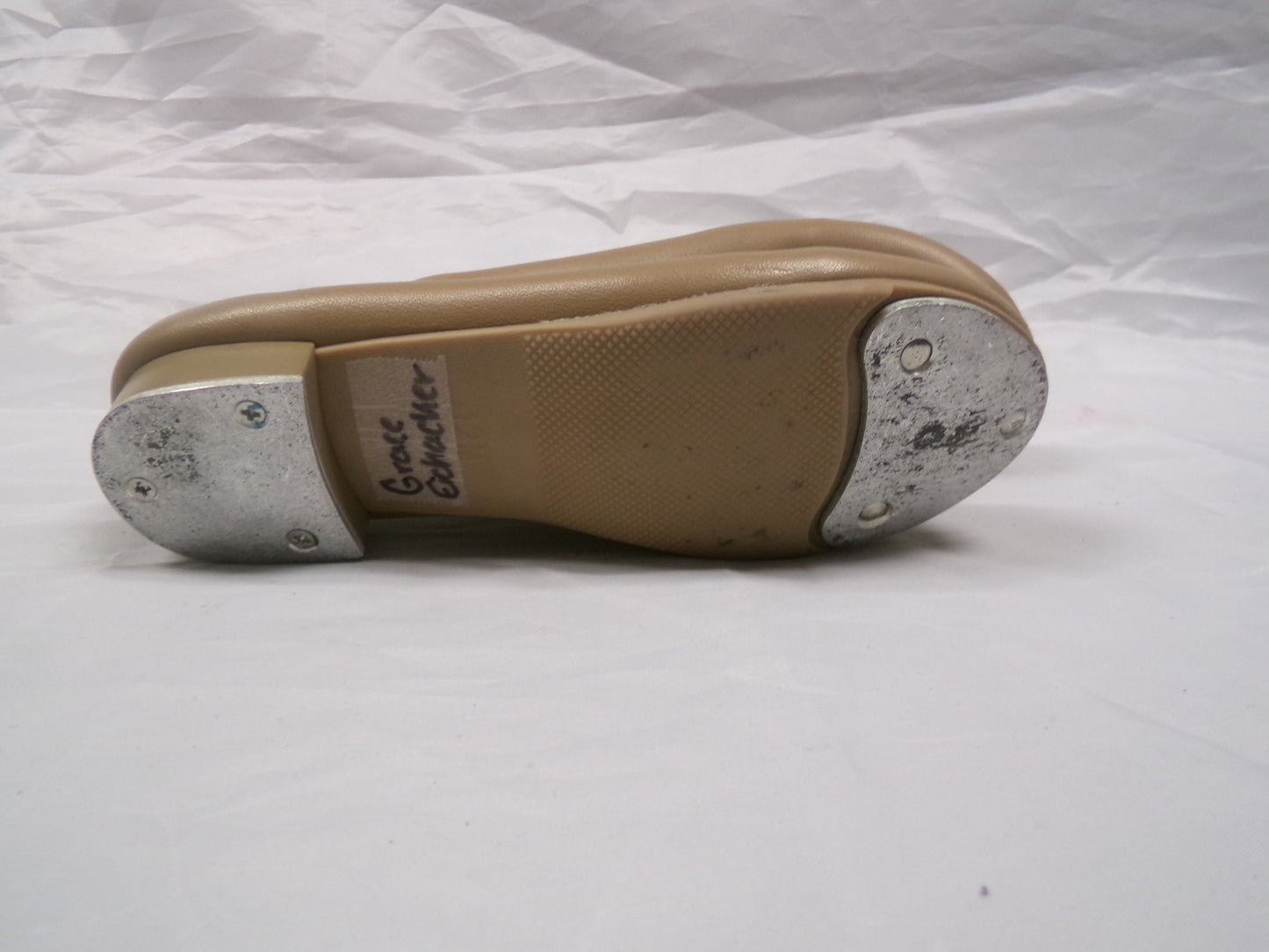 Pre-Owned Tap Shoes Danshuz 534 Girl's 12M Tan Mary Jane Easy Strap