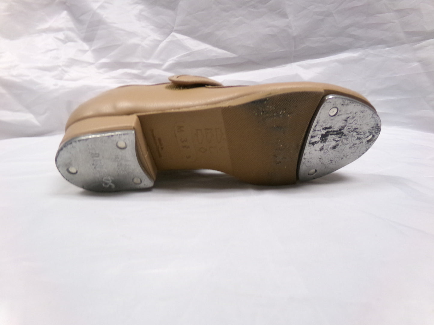 Pre-Owned Tap Shoes Youth 3.5M Tan So Danca TA38 Mary Jane Leather Loop Strap