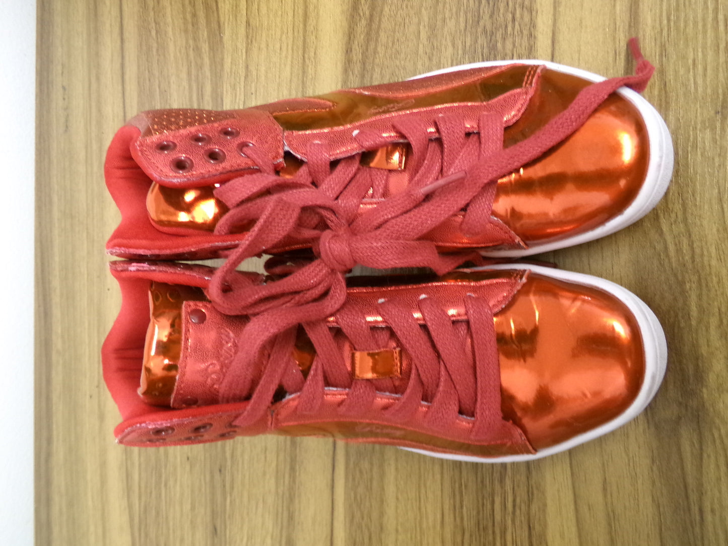 Pre-Owned Hip Hop Shoes Pastry Kids 2M High Tops Leather Red Matalic