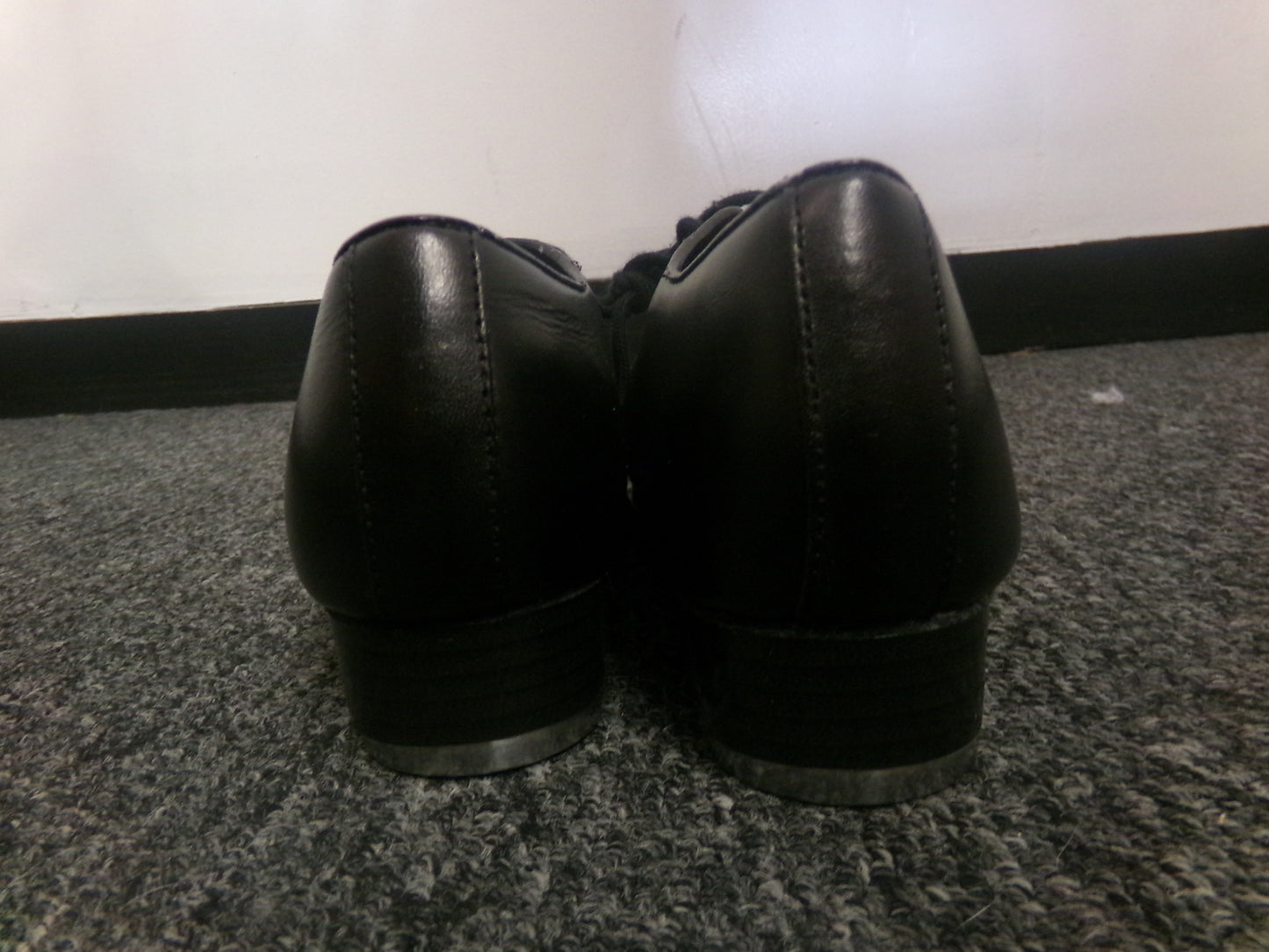 Pre-Owned Tap Shoes Dance Class 6M Oxford Leather Black Split Full Sole