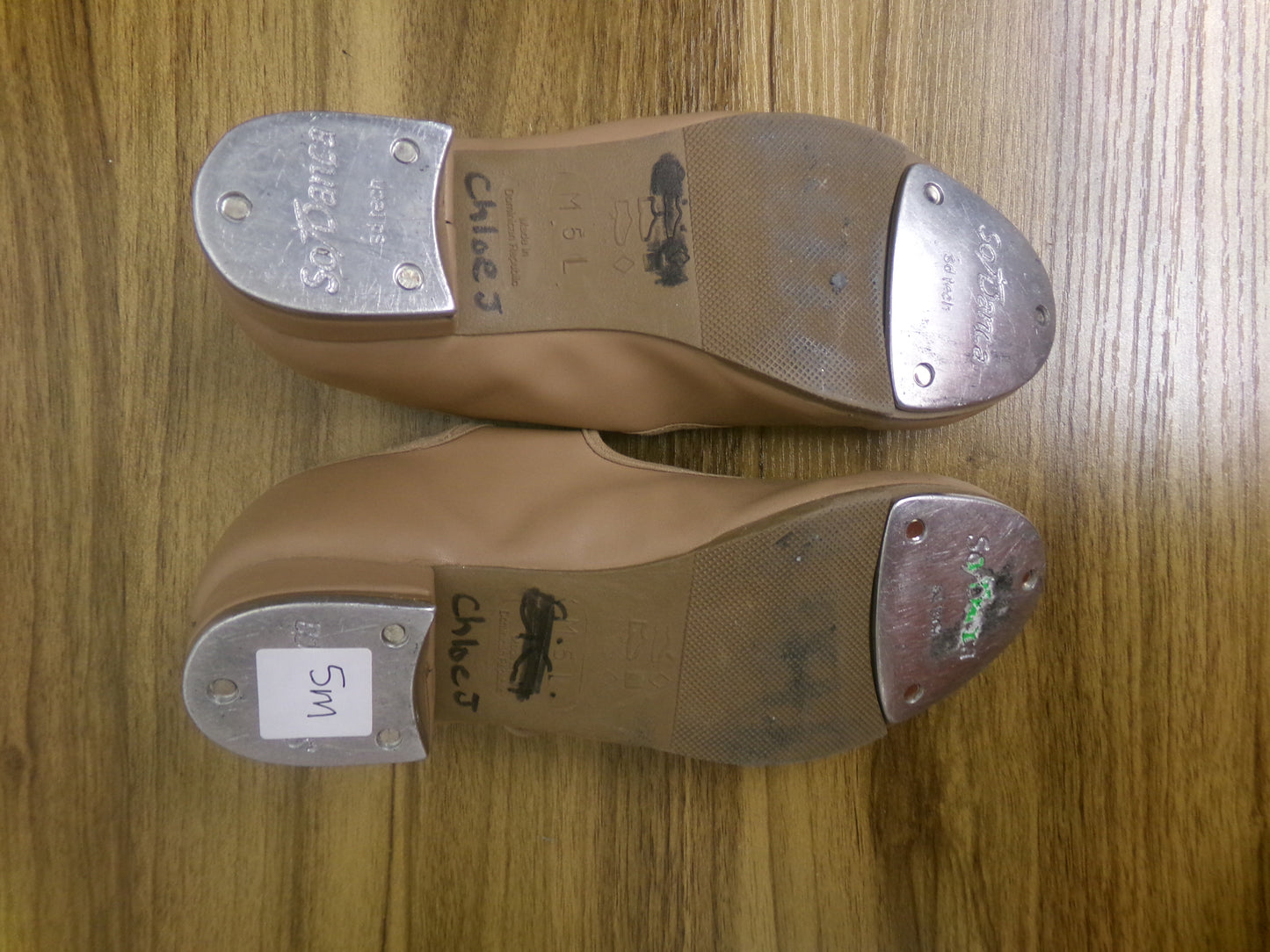 Dance Tap Shoes Youth 5M Tan So Danca TA38 Mary Jane Leather Loop Strap