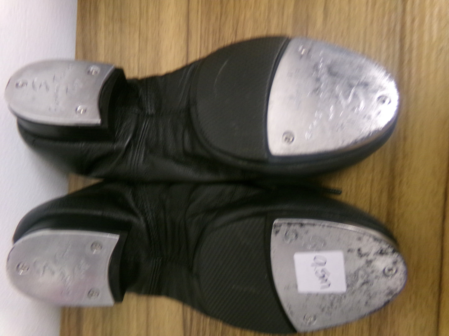 Pre-Owned Tap Shoes DanzNMotion Adult 9.5M Oxford Leather Black Split Sole
