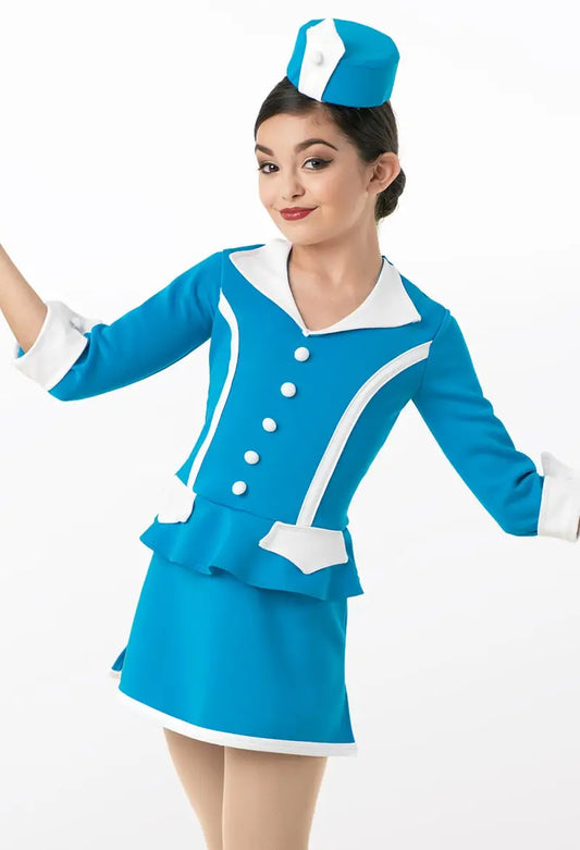Pre-Owned Costume Weissman 10145 Large Child Blue Dress Jazz Tap Jet Set