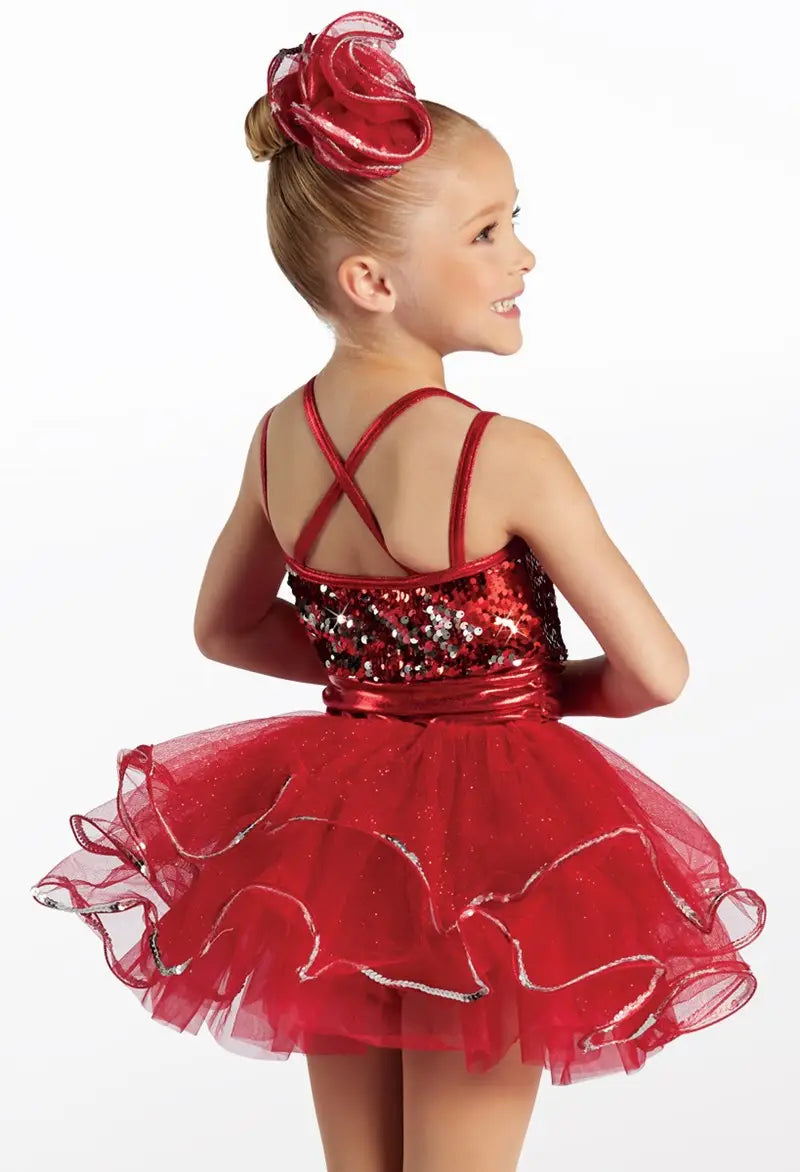 Pre-Owned Costume Large Child Purple Weissman 10164 Tap Jazz Dress up Sequin Dress Ruffles