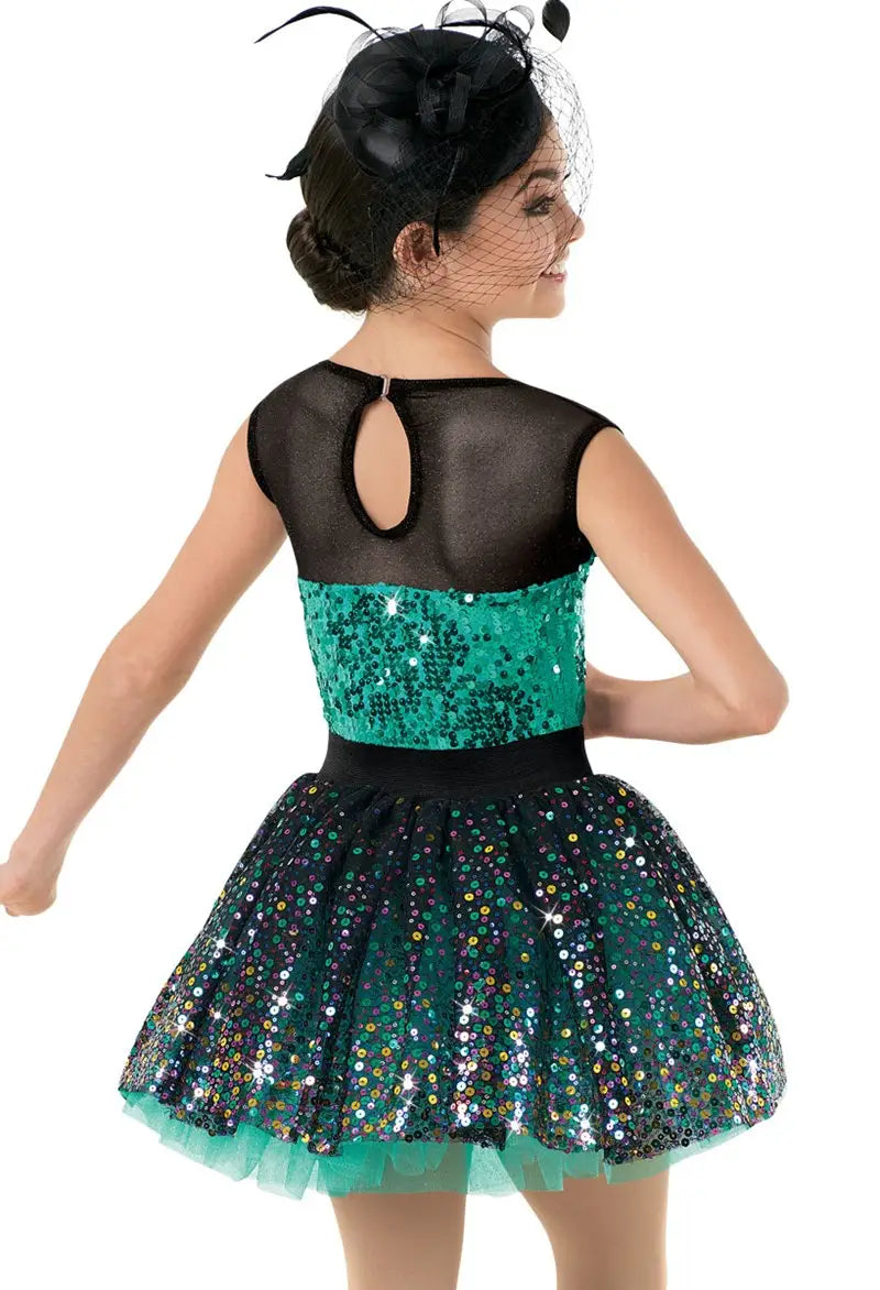 Pre-Owned Costume Small Adult Green Weissman 10294 Jazz Tap Clogging Musical Theater Sequin Tutu