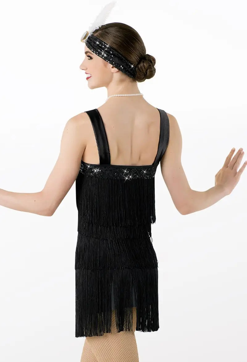 Pre-Owned Costume Weissman 10544 Small Adult Black Fringe Jazz Latin 20's