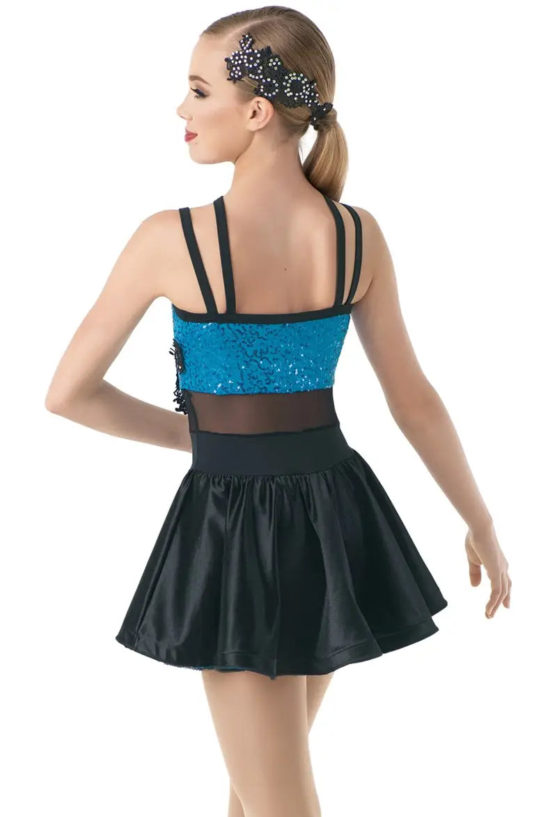 Pre-Owned Costume Medium Adult Red Weissman 10582 Jazz Tap Musical Theater Latin Skirt Sequin