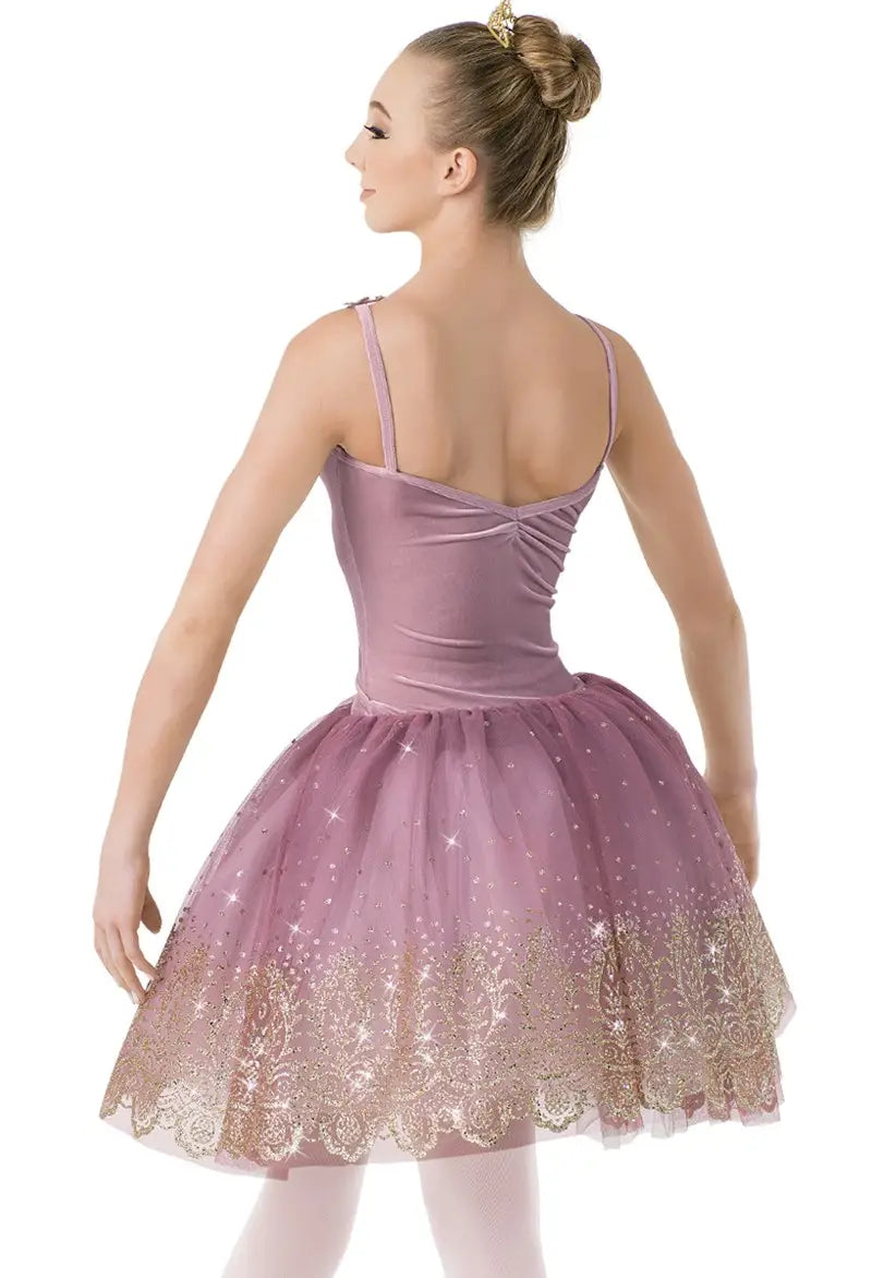 Pre-Owned Costume Small Child Pink Weissman 10608 Ballet Pointe YAGP Glitter Tutu Appliques