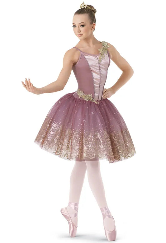 Pre-Owned Costume Small Child Pink Weissman 10608 Ballet Pointe YAGP Glitter Tutu Appliques