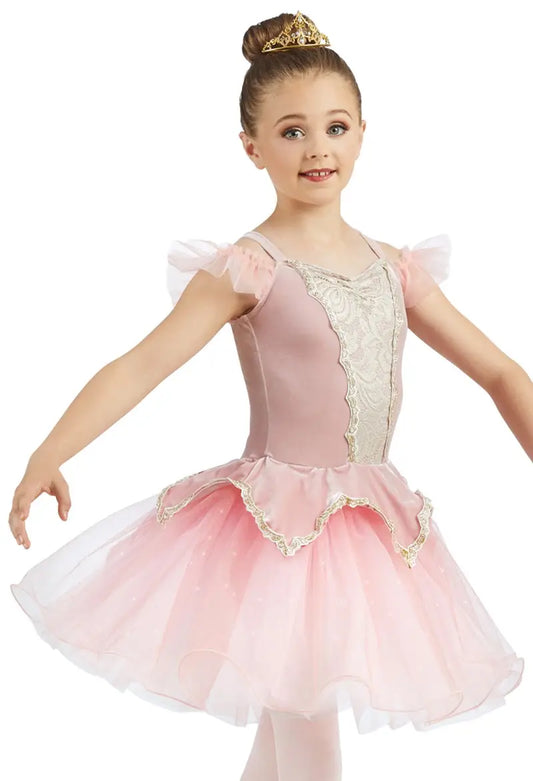Pre-Owned Costume XL Child Pink Weissman 11094 Ballet Pointe YAGP Velvet Tutu Lace