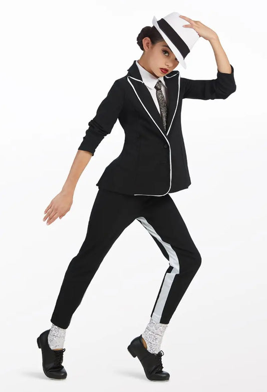 Pre-Owned Costume Large Child Black Weissman 11130 Tap Jazz Clogging Hip Hop Suit 2 pc Sequin