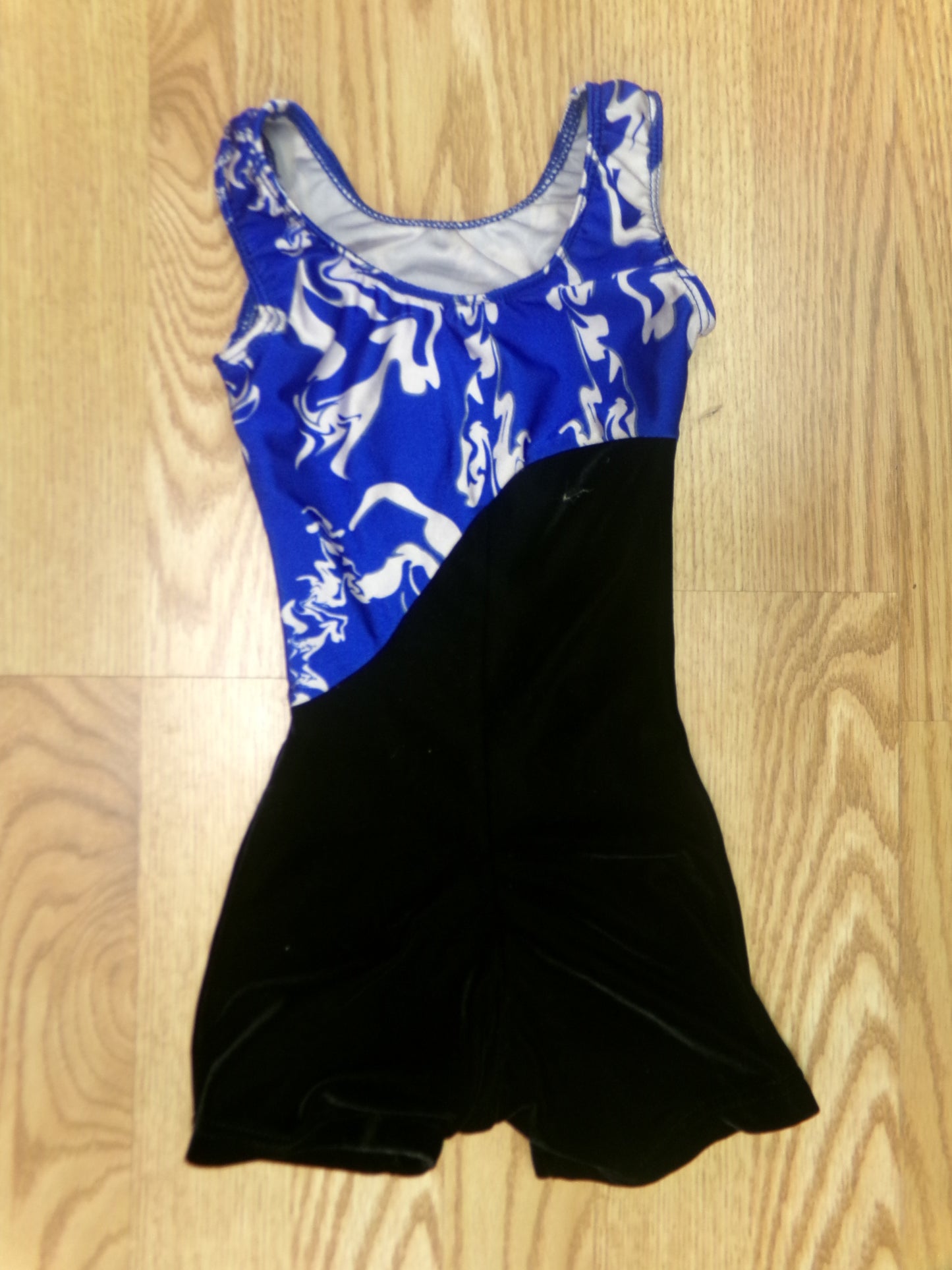 Pre-Owned Gymnastics Biketard Motionwear XS Child Blue Black Acro Tumbling