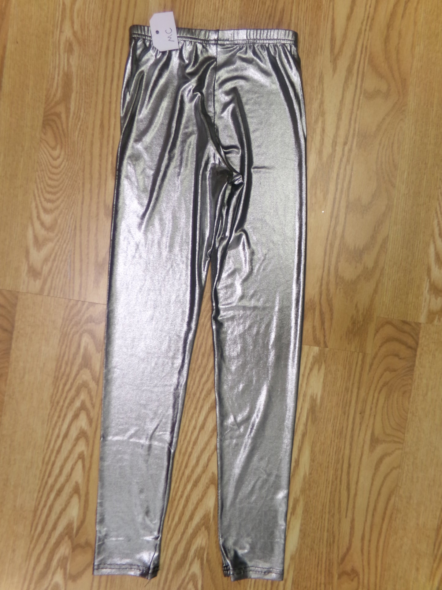 Pre-Owned Leggings Metallic Medium Child Silver Jazz Hip Hop Tap