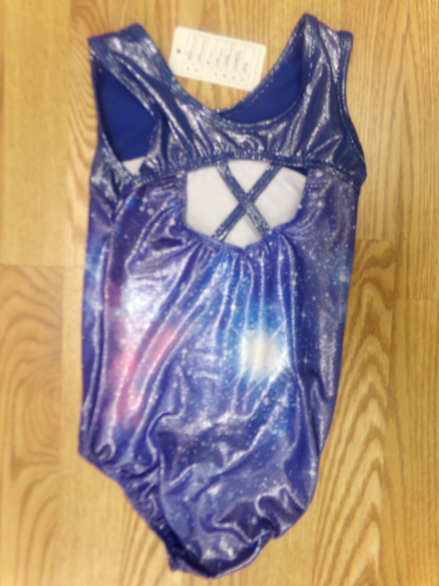 New Gymnastics Leotard Medium Child 8 Purple Galaxy Acro Tumbling