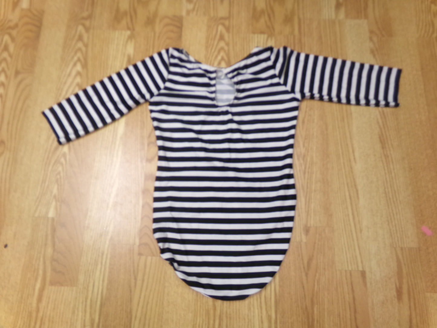 Pre-Owned Leotard Medium Adult Black & White Striped Long Sleeve Ballet