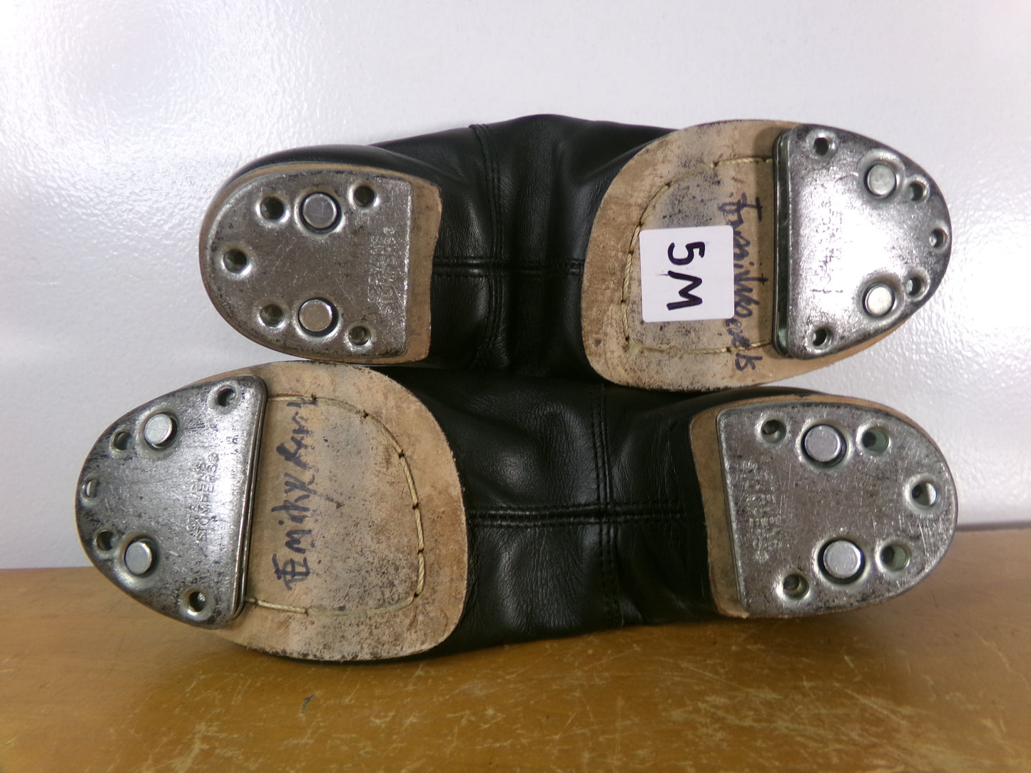 Pre-Owned Split Sole Buck Clogging Shoes Dancing Fair Youth 5M Black Oxford Leather