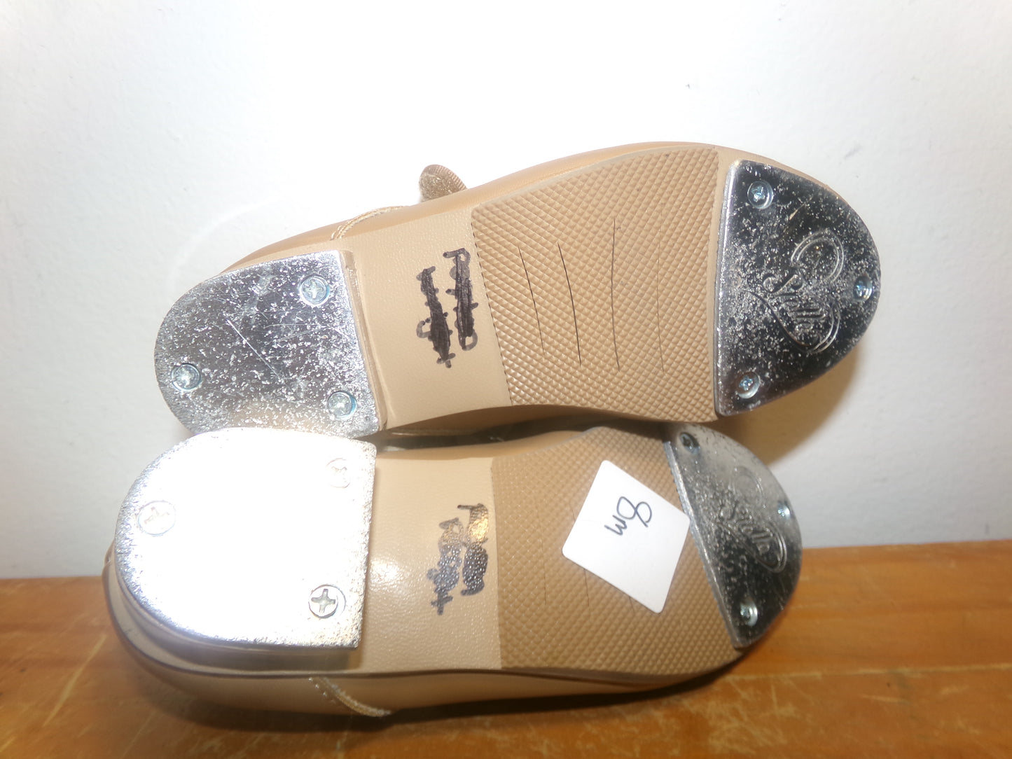 Pre-Owned Dance Tap Shoes Stelle Child 8M Mary Jane easy Strap Tan Velcro