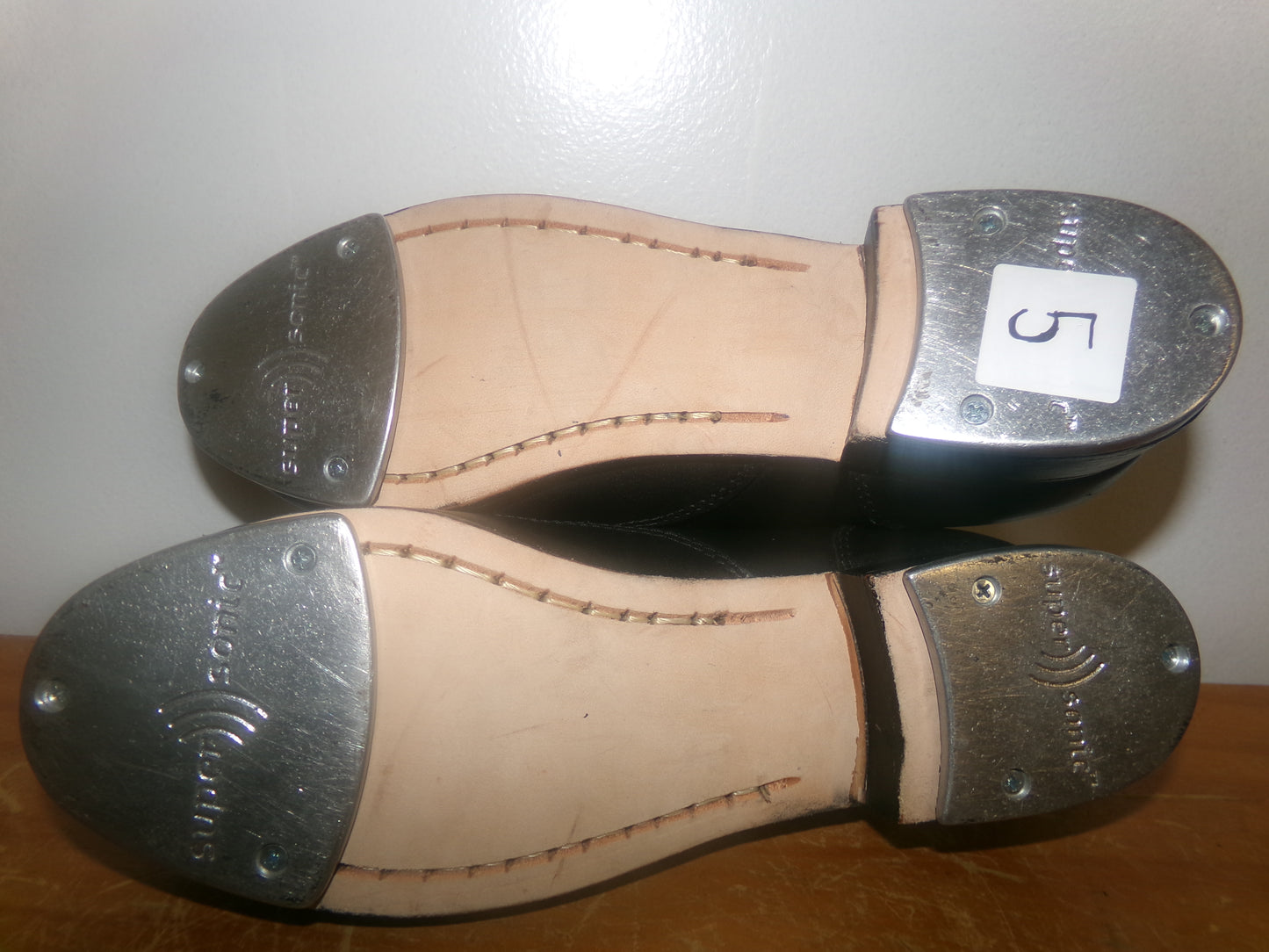 Pre-Owned Tap Shoes Dancing Fair Adult 5M Oxford Leather Lace Up Full Sole