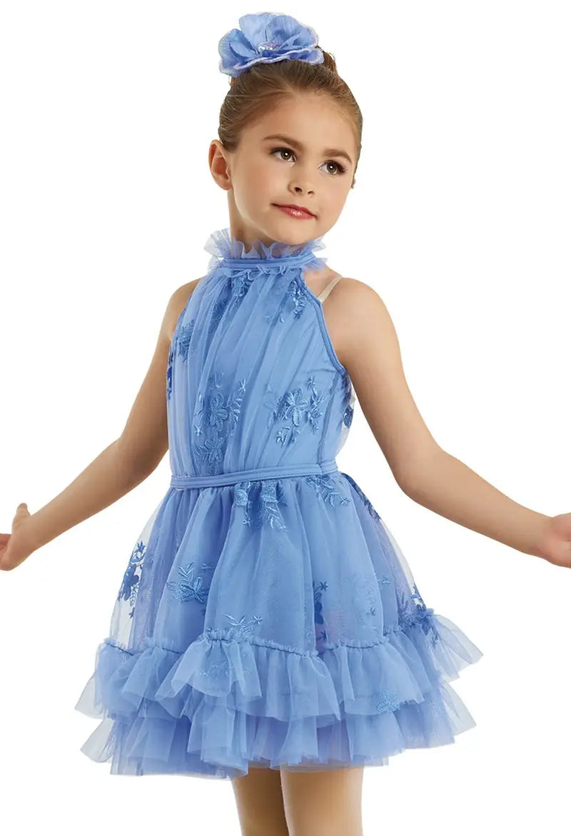 Pre-Owned Costume Small Child Blue Weissman 11321 Lyrical Ballet Contemporary Ruffles Flowers Lace