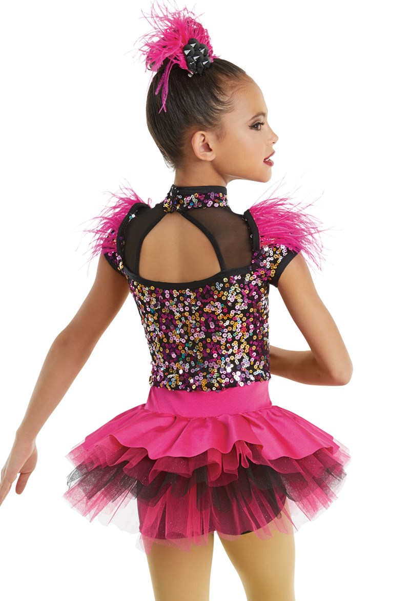 Pre-Owned Costume Weissman  11477 XXL Child Pink Feathers Jazz Sequin