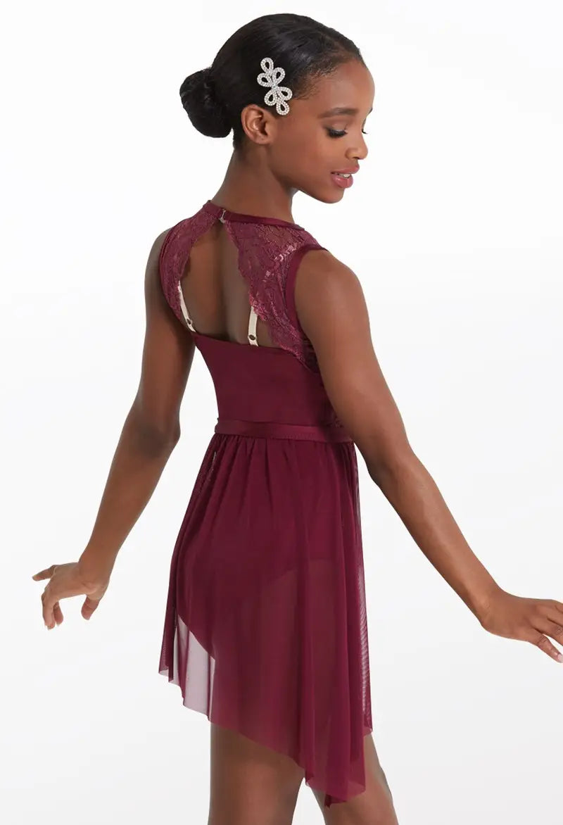 Pre-Owned Costume Intermediate Child Blue Weissman 11603 Lyrical Contemporary Ballet Lace Rhinestone Dress