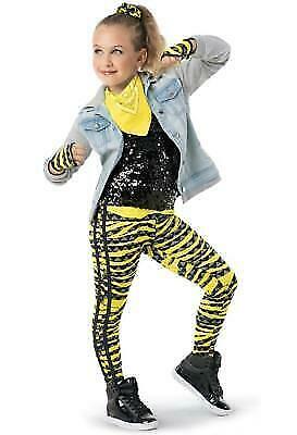 Pre-Owned Costume Weissman  10743 Intermediate Child Yellow Zebra Jazz Hip Hop Sequins