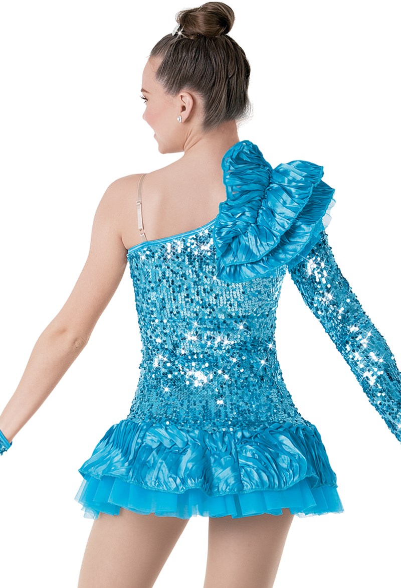Pre-Owned Costume XL Adult Red Weissman 8533 Jazz Tap Musical Theater Ruffles Dress Sequin