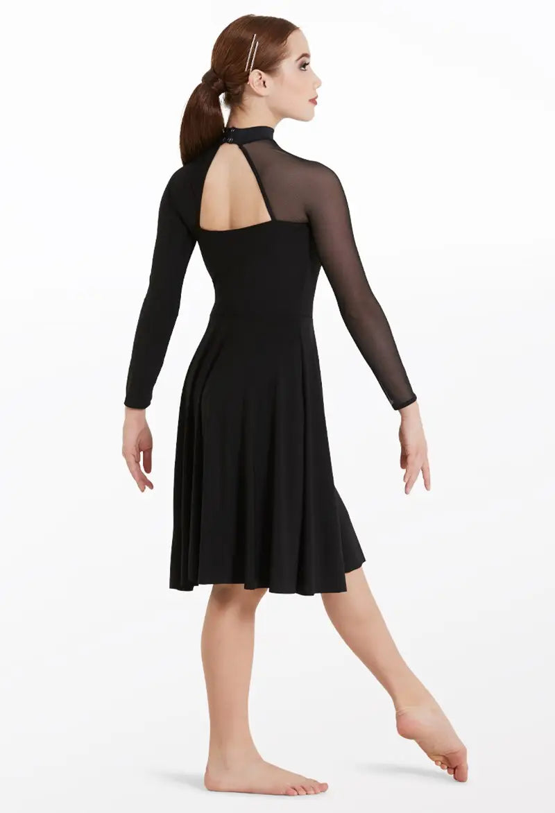 Pre-Owned Costume Small Adult Black Weissman 12286 Lyrical Contemporary Jazz Dress Mesh Halter