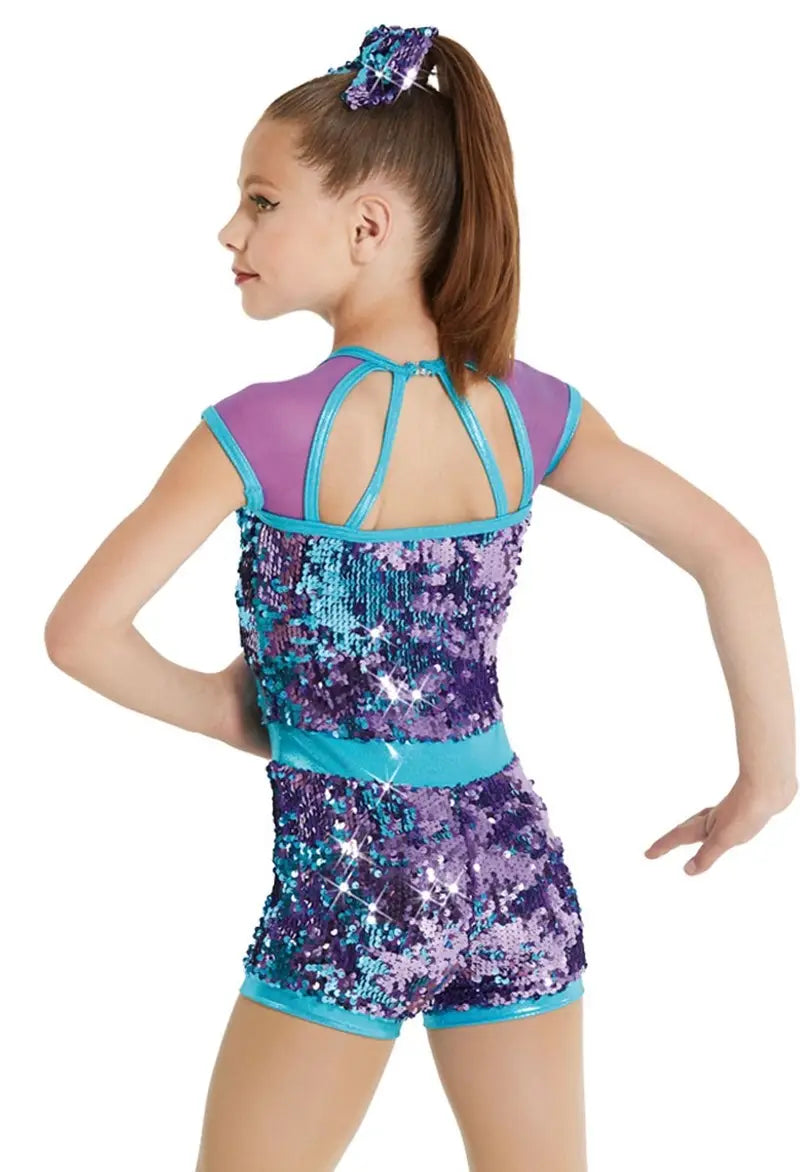 Pre-Owned Costume Medium Adult Purple Weissman 12314 Jazz Tap Clogging Acro Sequin Romper