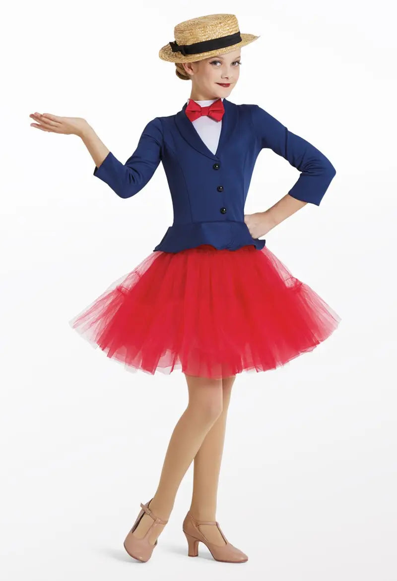 Pre-Owned Costume Intermediate Child Blue Weissman 12350 Jazz Musical Theater Tap Jacket Dress Mary Poppins