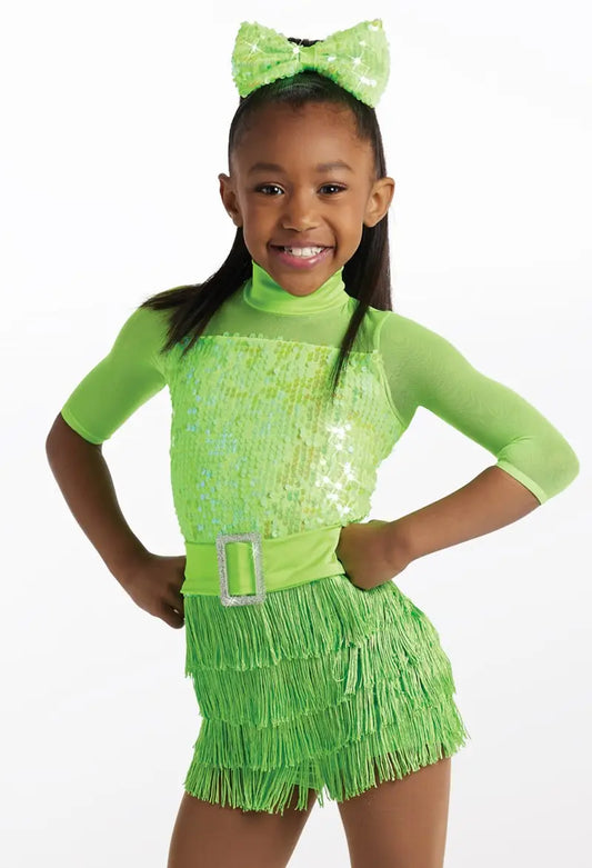 Pre-Owned Costume Weissman 12964 Medium Child Green Jazz Sequin