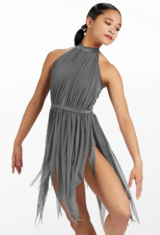 Pre-Owned Costume Lyrical Medium Child Gray Weissman 13083 Dress Halter Contemporary Ballet