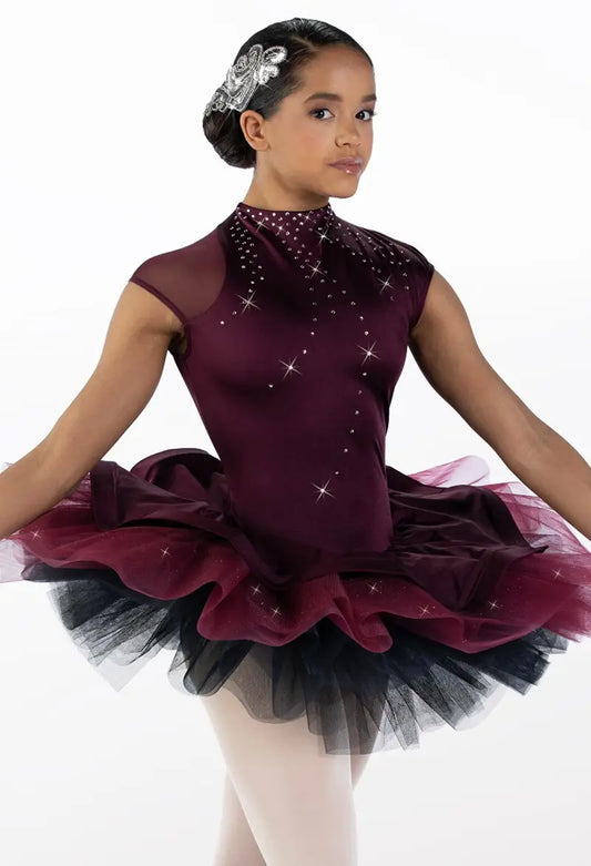 Pre-Owned Costume Weissman 13303 XL Child Burgundy Tulle Tutu Ballet Rhinestone