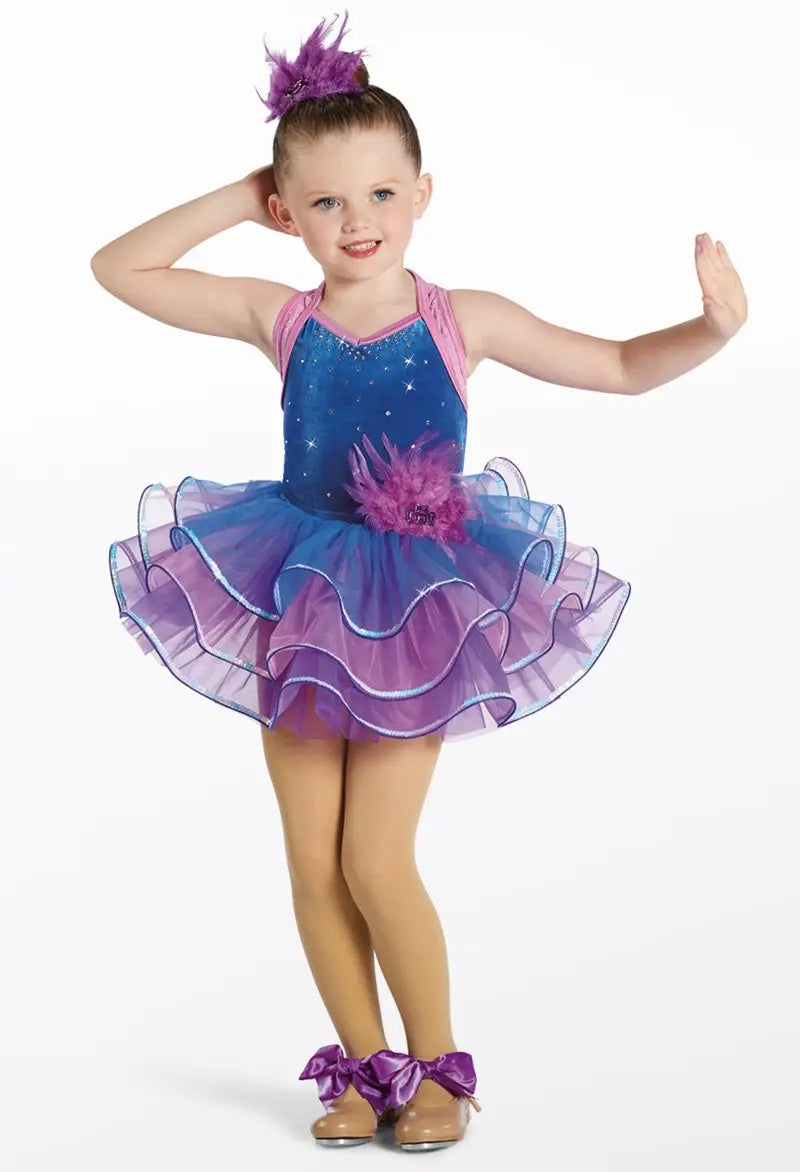 Pre-Owned Costume Small Child Blue Purple Weissman 13314 Ballet Tap Dress Up Velvet Rhinestone Tutu