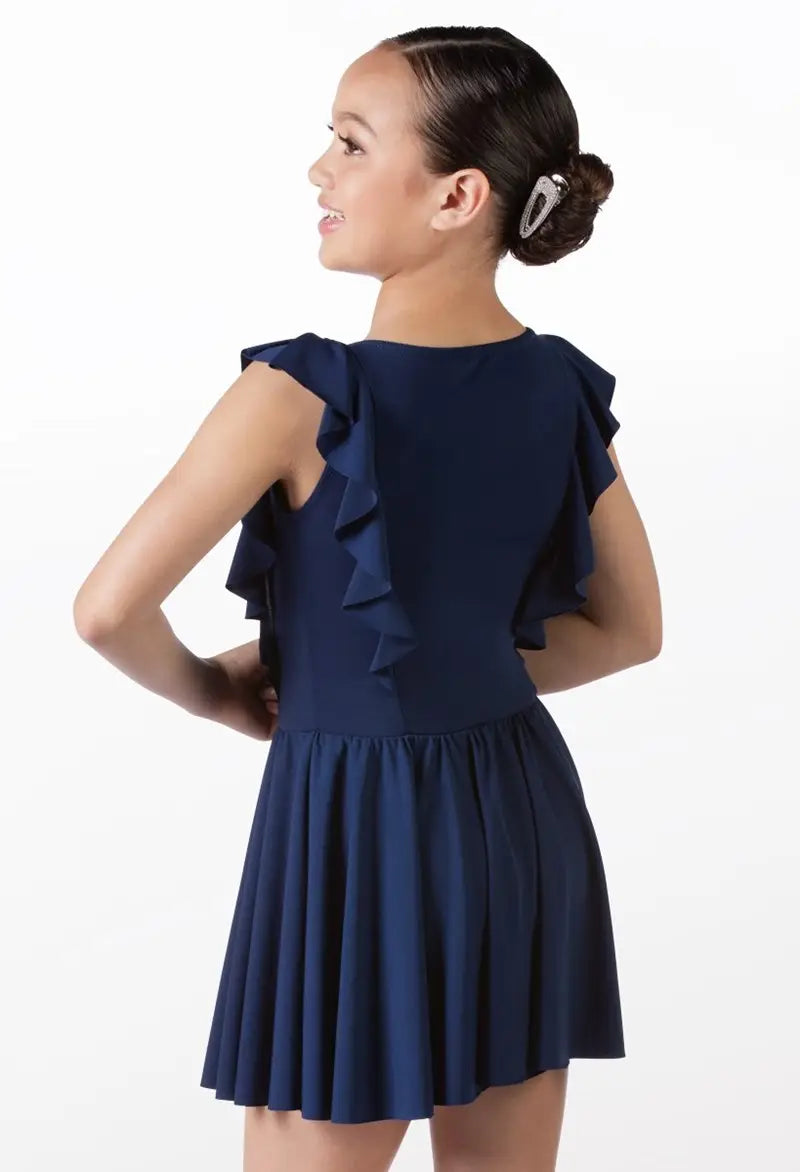 Pre-Owned Costume Lyrical Medium Child Periwinkle Weissman Ruffle Dress Contemporary Ballet