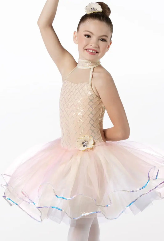 Pre-Owned Costume Medium Child Ivory Weissman 13613 Ballet Pointe YAGP Sequin Tutu Sparkle