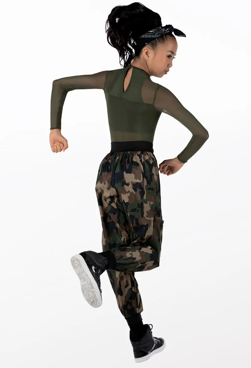 Pre-Owned Costume Small Adult Green Weissman 13832 Hip Hop Jazz Tap Clogging Camo 2 pc Long Sleeve