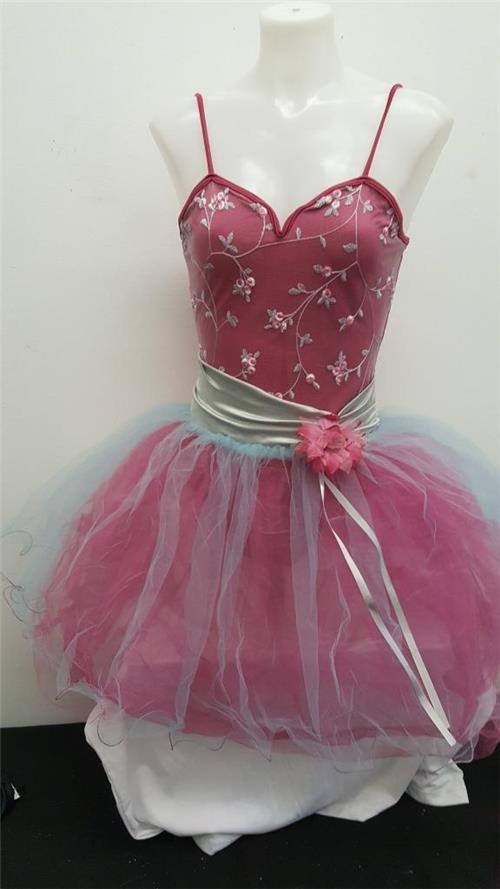 Pre-Owned Costume Large Child Pink Curtain Call E242 Ballet Pointe YAGP Floral Tutu Mesh