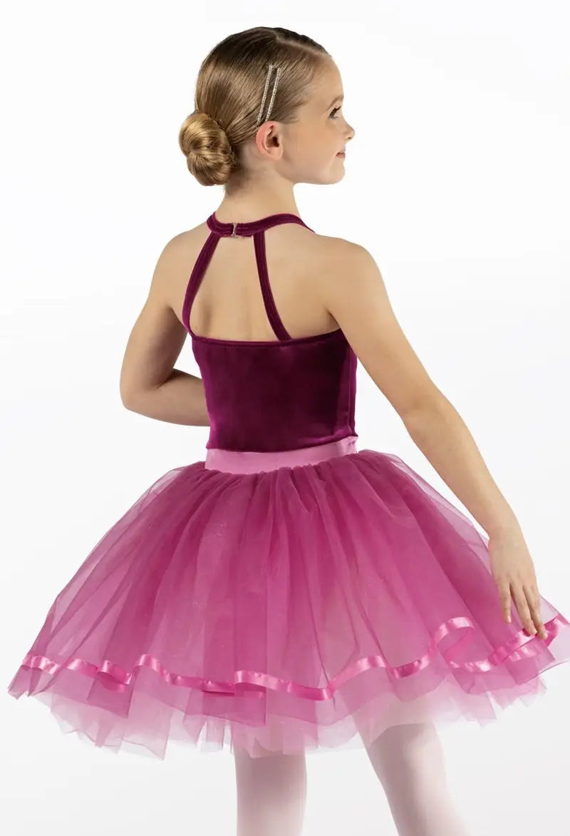 Pre-Owned Costume XL Child Burgundy Weissman 14134 Ballet Pointe YAGP Tutu Velvet Rhinestones