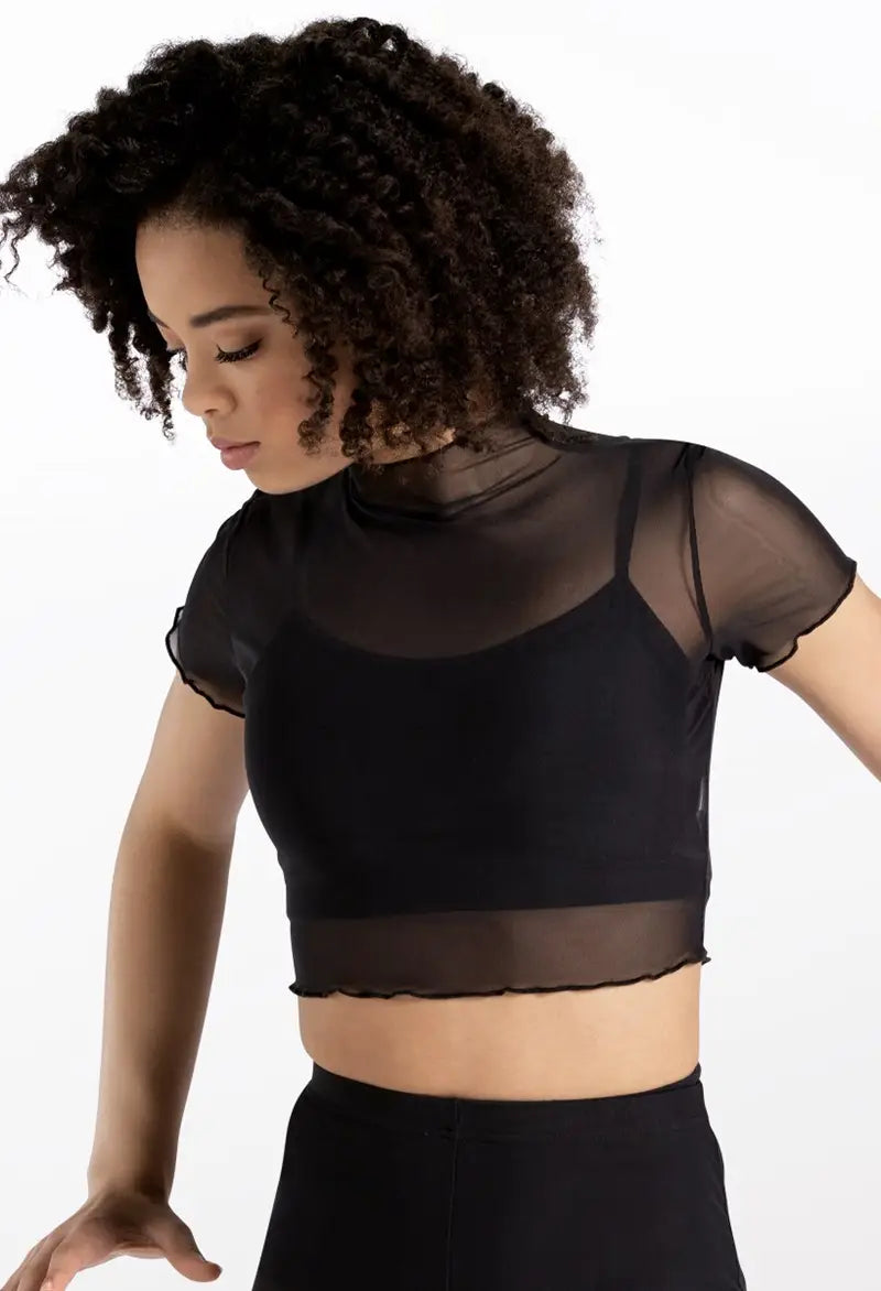 Pre-Owned Sheer Crop Top Weissman 14428 Small Adult Burgundy Jazz Tap