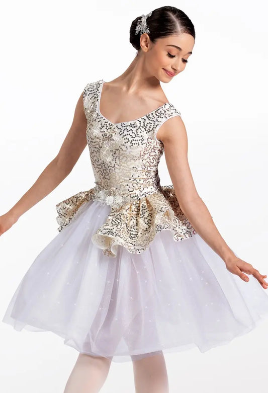 Pre-Owned Costume Large Child White Weissman 14661 Ballet Pointe YAGP Tutu Sequin Lace