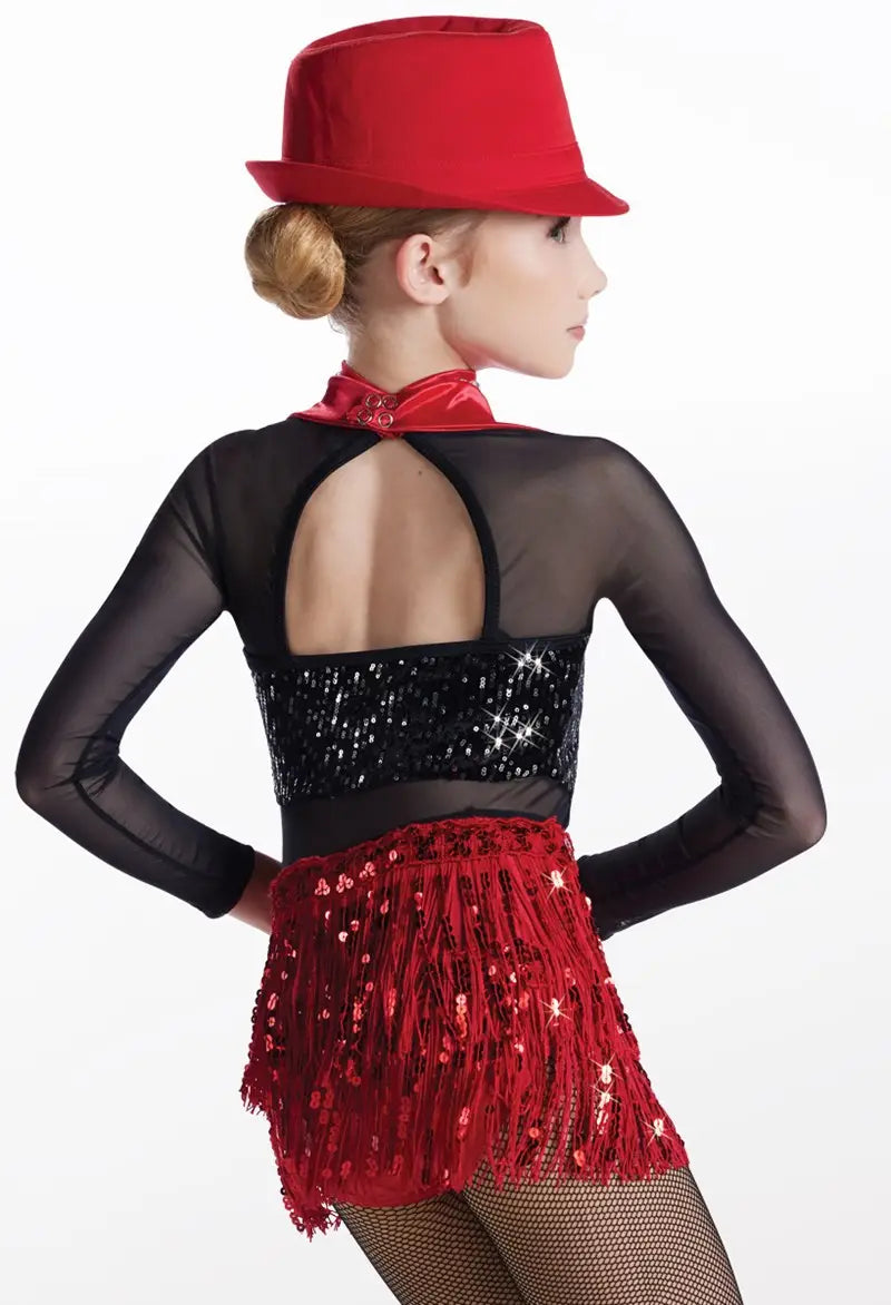 Pre-Owned Costume XL Child Black Weissman 14764 Tap Jazz Musical Theater Tux Sequin Fringe