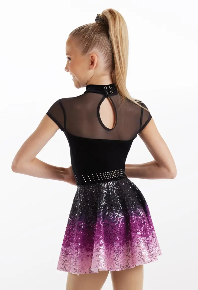 Pre-Owned Costume Medium Child Purple Weissman 14903 Jazz Tap Clogging Musical Theater Sequin Ombre Dress