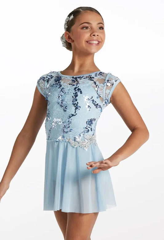 Pre-Owned Costume Medium Child Blue Weissman 15129 Lyrical Ballet Contemporary Sequin Dress