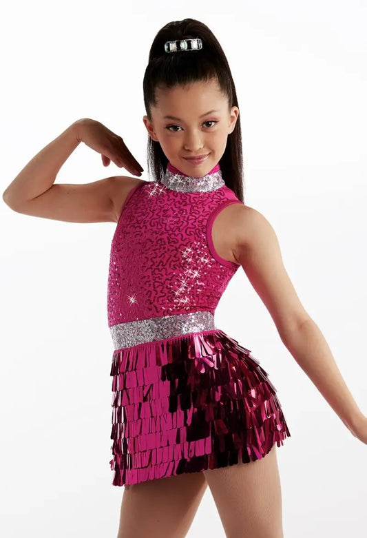 Pre-Owned Costume Weissman 15272 Small Adult Pink Sequin Dress Jazz Sequin